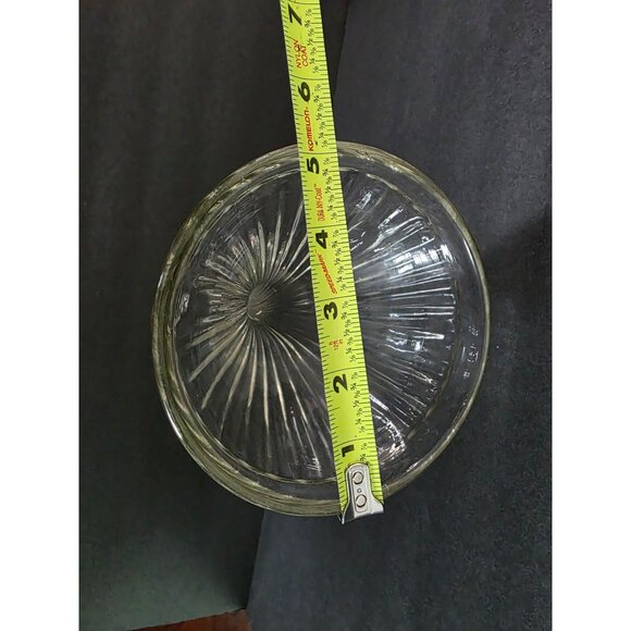 Midcentury Vintage Clear Glass Fluted Trumpet Vase 12" Tall Ribbed Design - Picture 6 of 6